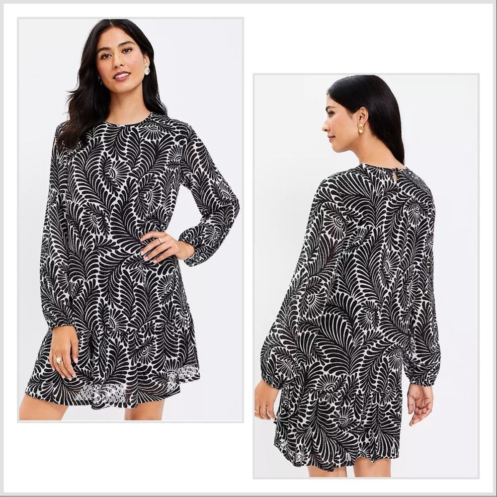 Loft Petite Fern Flounce Swing Dress